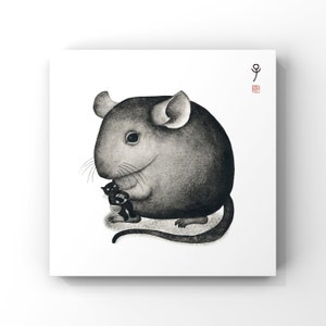 Mouse / Chinese Zodiac / surreal art / Wall art illustration print/ Signed by artist / 20cm x 20cm / 25cm x 25cm