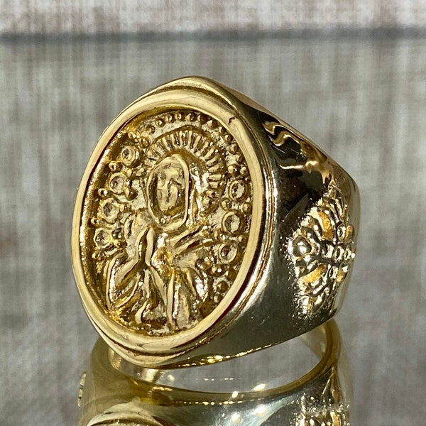 Men's Women's Virgin Mary Ring 14k Gold layered Ring 6 to 13 Size  Warranty,Stylish Ring,Good Luck Ring, Ring of luck wealth