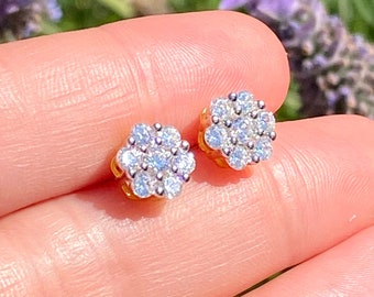 Cluster Flower Stud Earrings 14K Yellow Gold Finish 2Ct Round Cut VVS1/D Diamond Cluster Flower Stud Earrings 14K Yellow Gold Finish 2Ct Round Cut VVS1/D Diamond