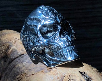 Men's Evil Skull Rings Stainless Steel Nude Women Half Skull Face Biker Gothic 