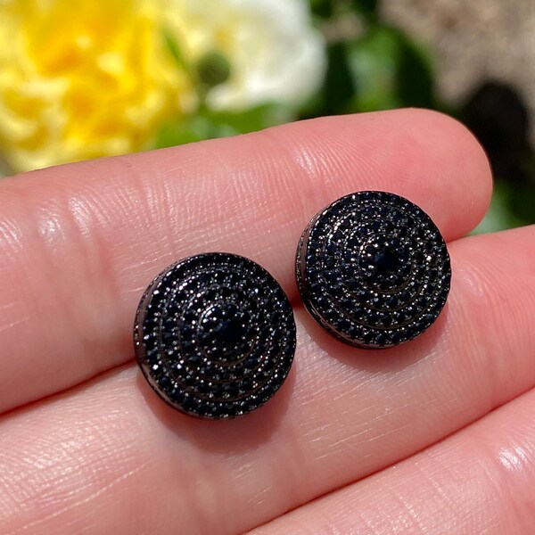 Black Round Earrings Etsy