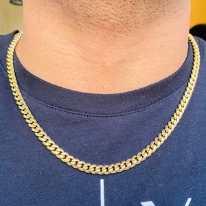 Miami Cuban Link Chain For Men Women 14k Gold 5X Layered steel 6mm thick 16"18"20" 22" inch choker lifetme warranty Non Rust or Turn Green