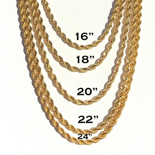 Men's Women's Rope Chain 14k Gold 5X 