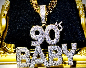 Iced Out 80's Baby Pendant Yellow Gold / No Chain