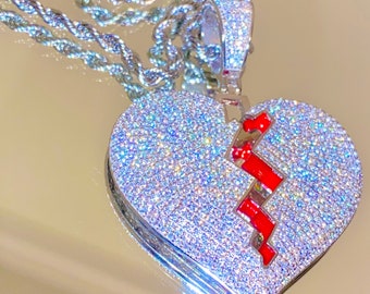 Broken Heart Pendant - Etsy