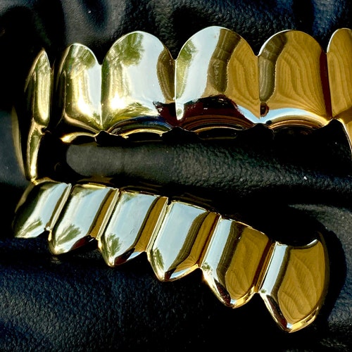14K Gold 5X Layered 6 Piece Grillz Gold CZ Grillz Top Grillz Etsy