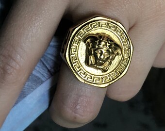 Versace Gold Ring Etsy