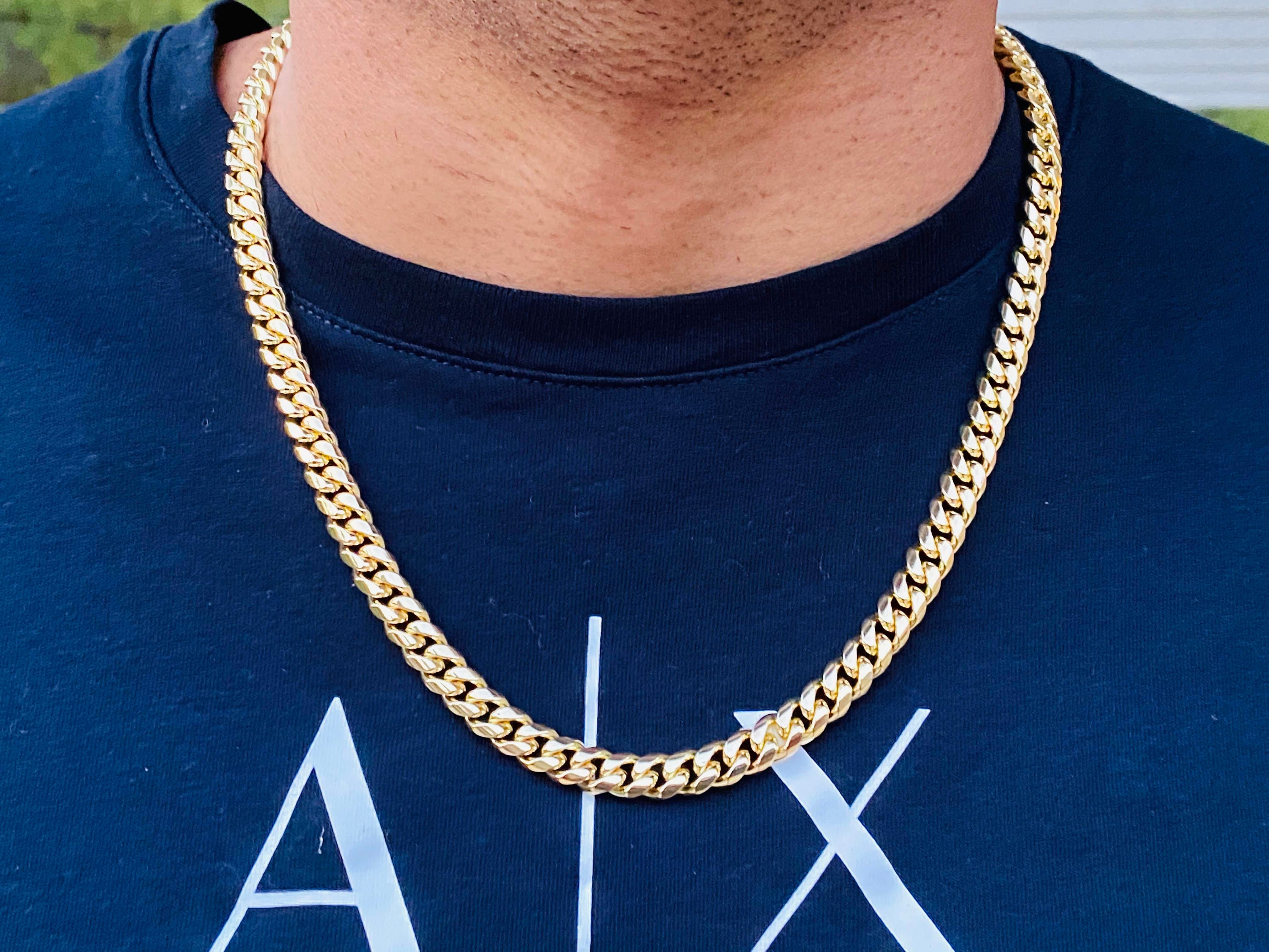 Men's Miami Cuban Link Chain 14k Gold 5X Layered Stainless Etsy