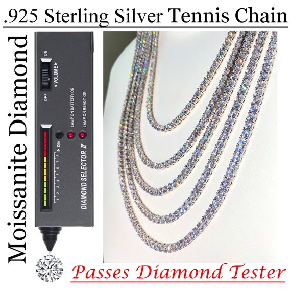 Tennis Chain Real Single Row ICED Necklace MOISSANITE PASSES