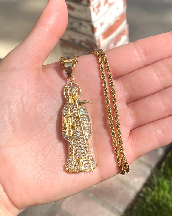SANTA MUERTE 14k Solid Gold 5X Layered 