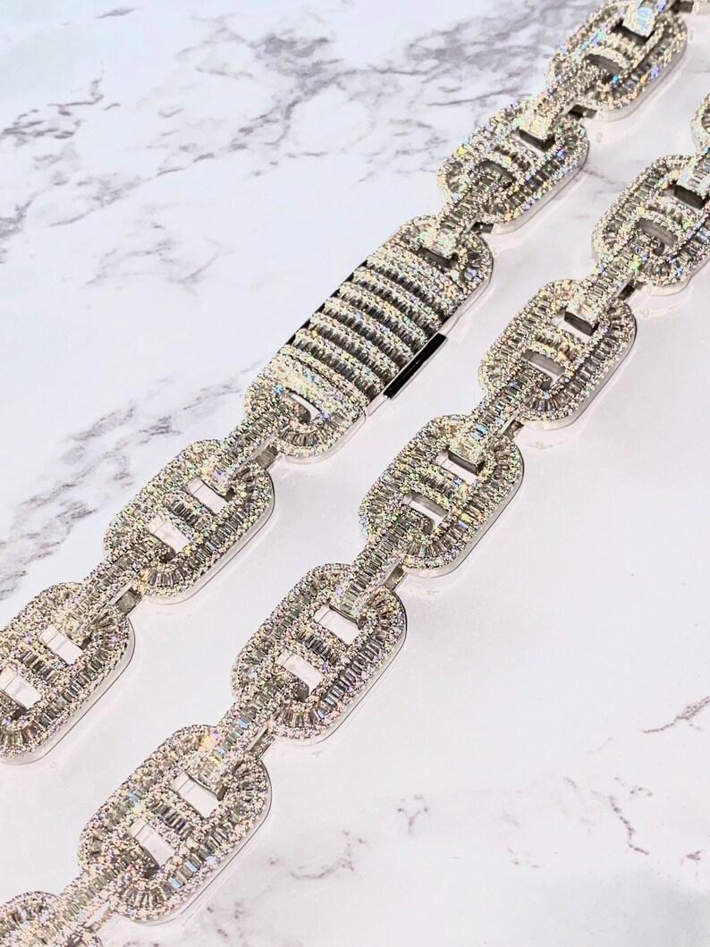 Men's Designer Link Chain Necklace14k White Gold 5X - Etsy