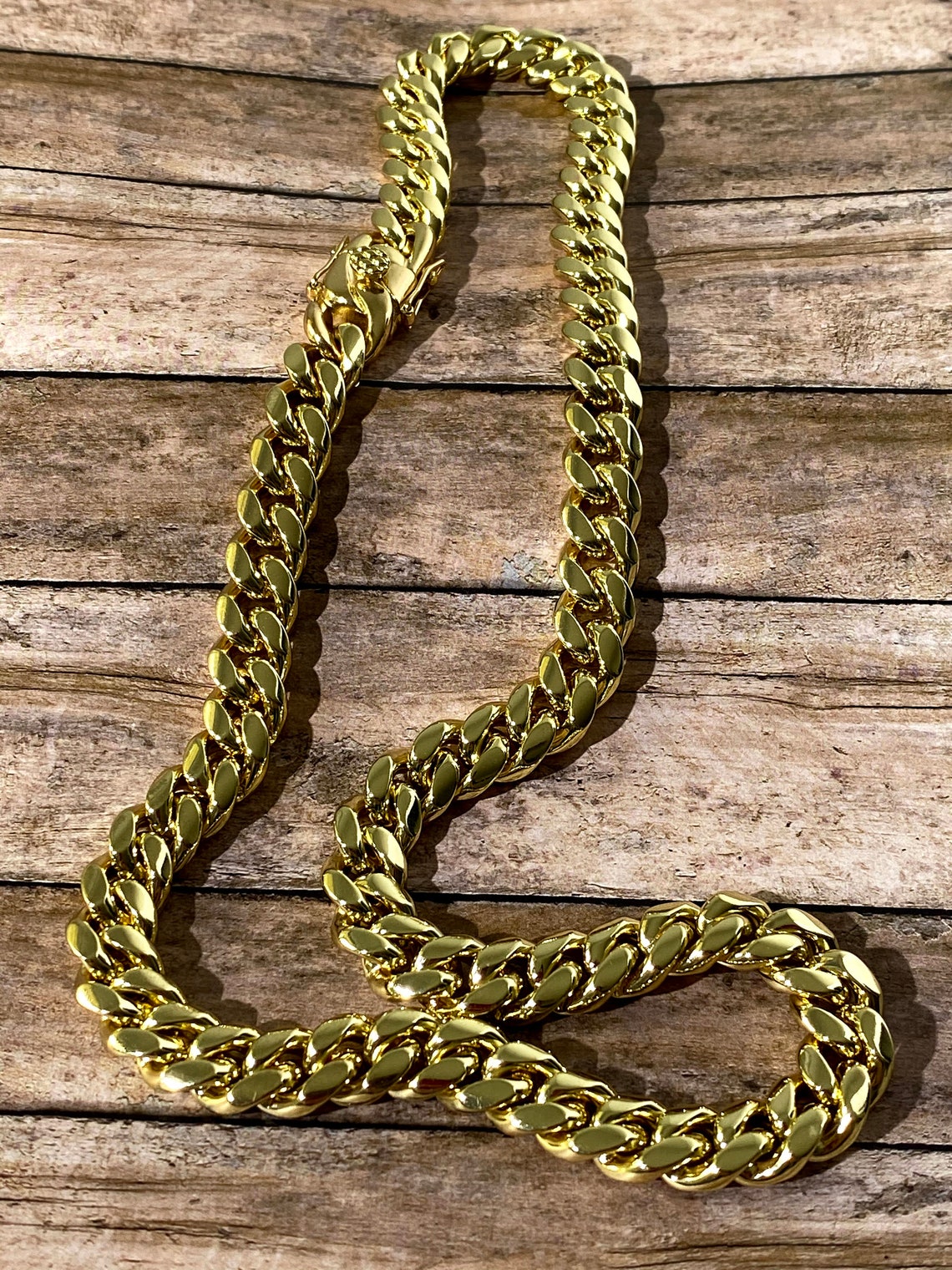 Men's Miami Cuban Link Chain 14k Gold 5X Layered stainless Etsy