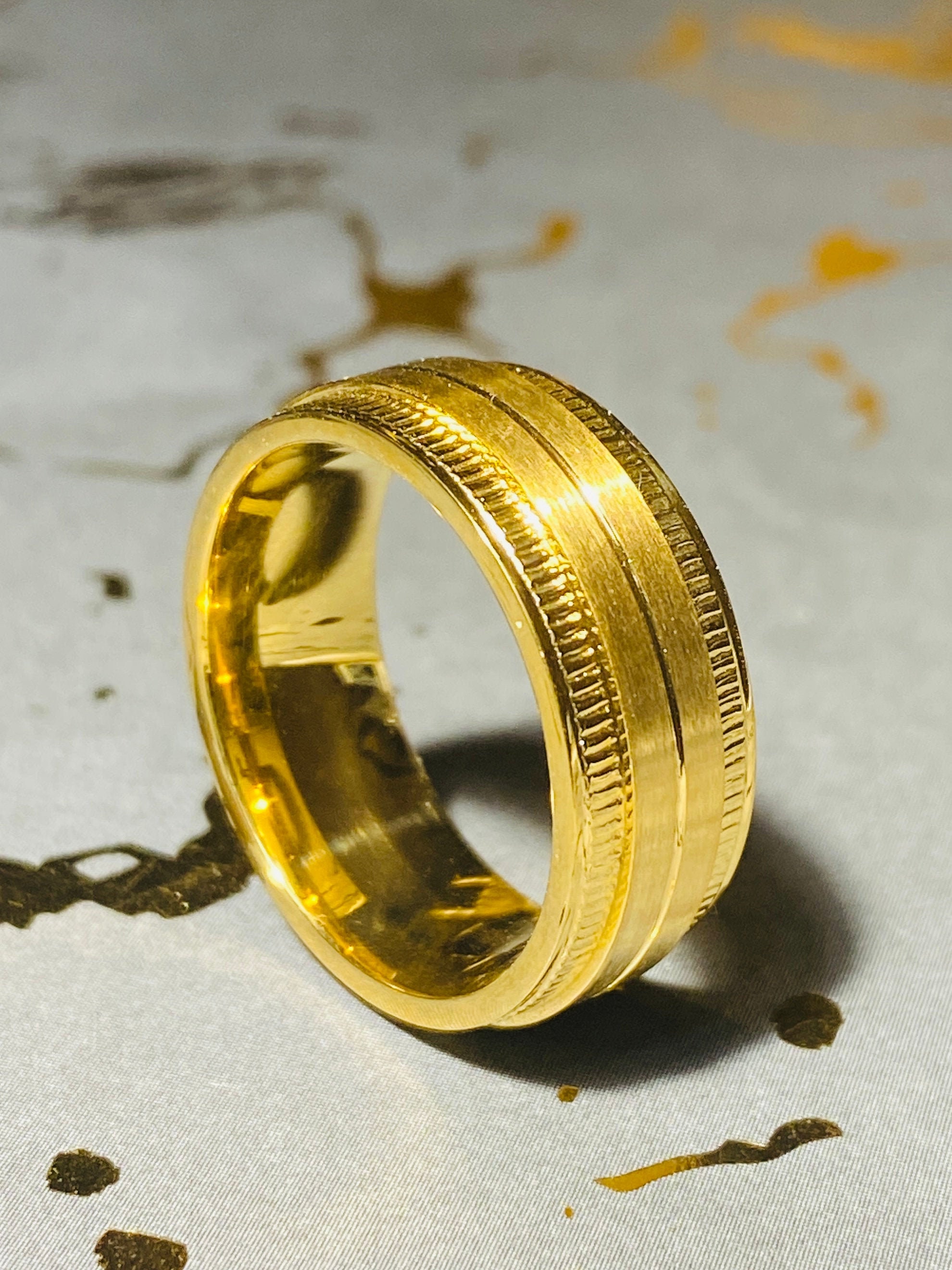 Men s Womens Designer Gold Round Band Ring 14k Gold 5X Layered