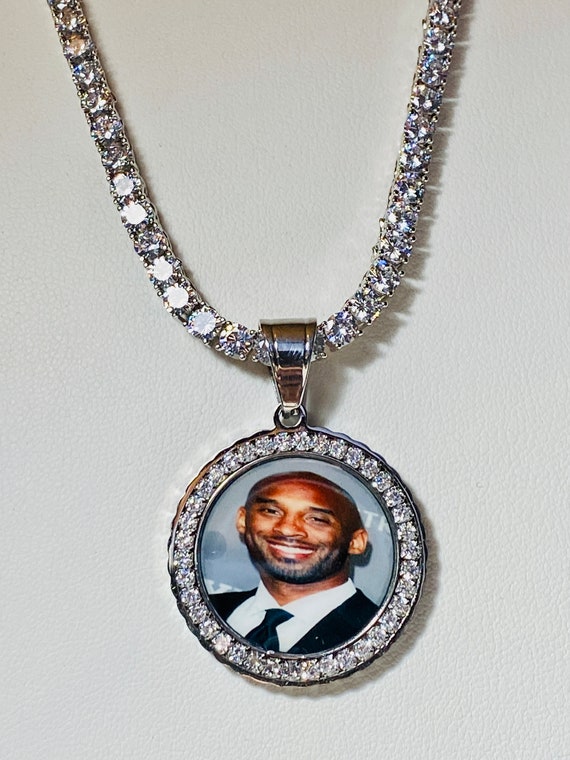 Custom Iced Out Photo Memory Pendants Charm Medallions Necklace  Personalized Round Silver/Gold with Rope/Tennis Chain Hip Hop Rapper  Necklace for Men | Amazon.com