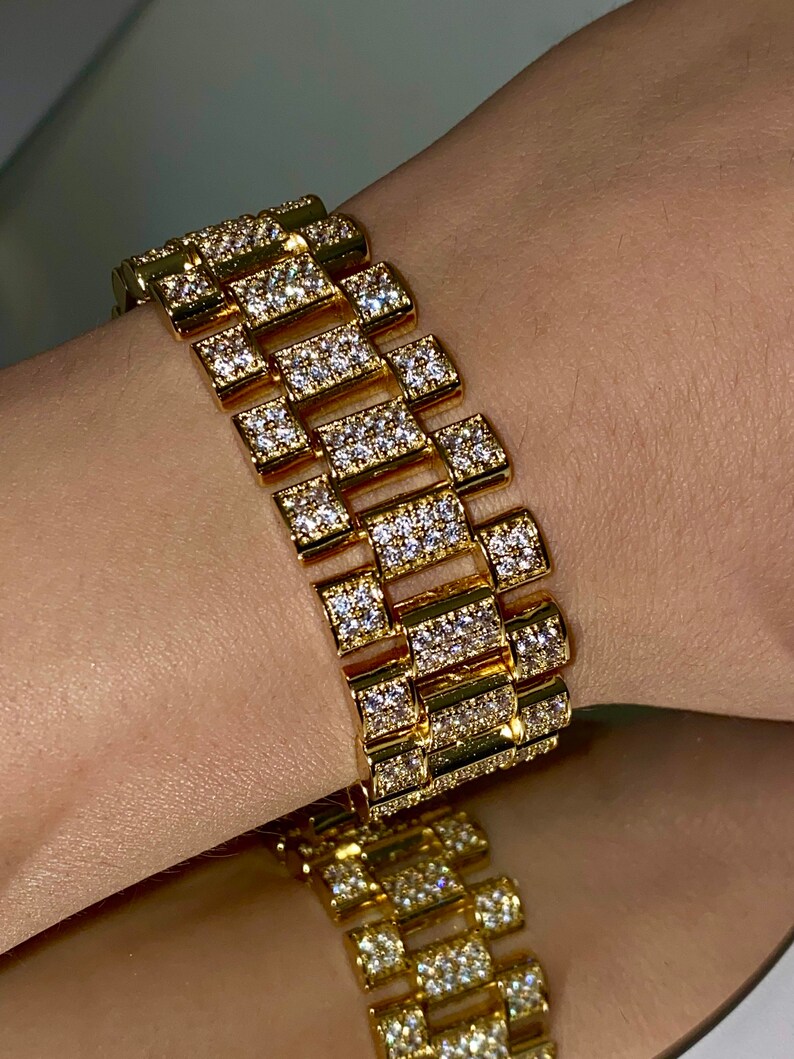 Men's Presidential Link Chain Bracelet14K Gold 5X Layered Etsy