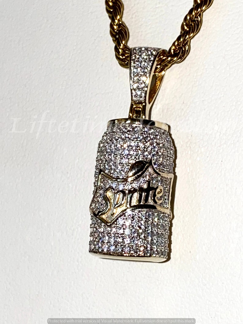 Men/'s 14k Gold 5X Layered Iced Soda Can Pendant,14k layered Stainless Steel 2mm Rope Chain 16-24Inches Chain and pendant Set