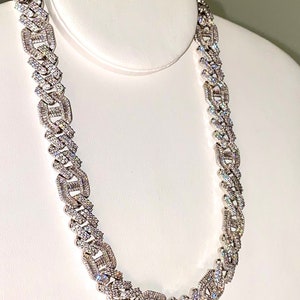 Men's Miami Cuban Link Chain Necklace14k White Gold 5X - Etsy