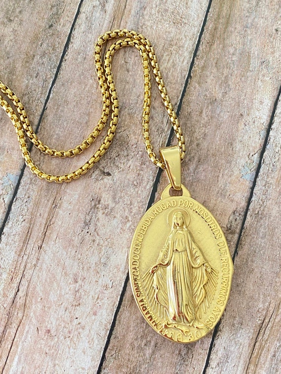 Stainless Steel Religious Virgin Mary Necklace Pendant Titanium Steel Men  and Women Amulet Jewelry Meaning - 24 Inch | Catch.com.au