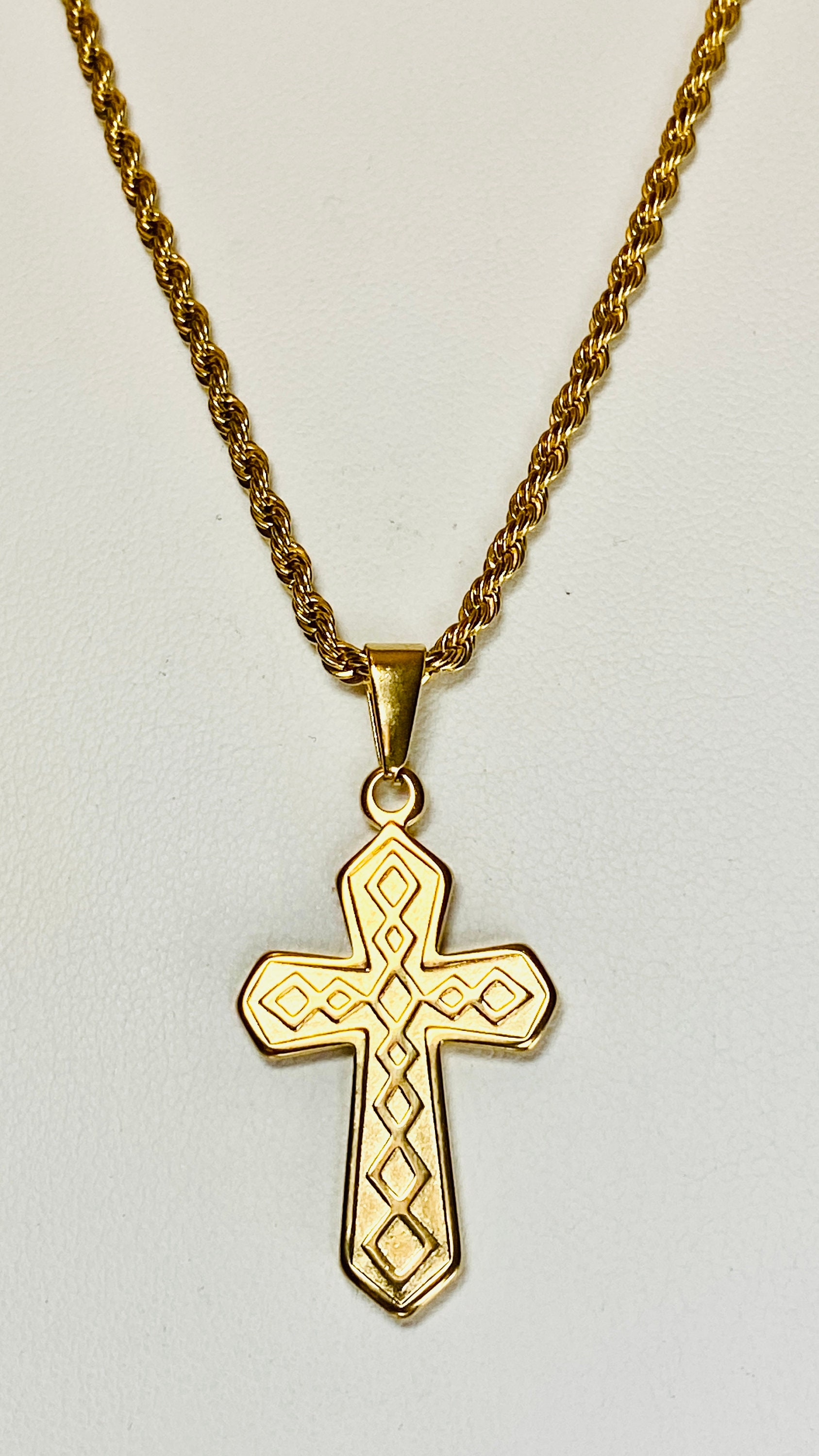 Solid 925 Sterling & 14k Gold Silver Tennis Cross Pendant Diamond Iced  Necklace
