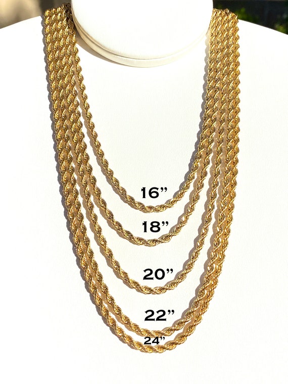 Men's Women's Rope Chain 14k Gold 5X 