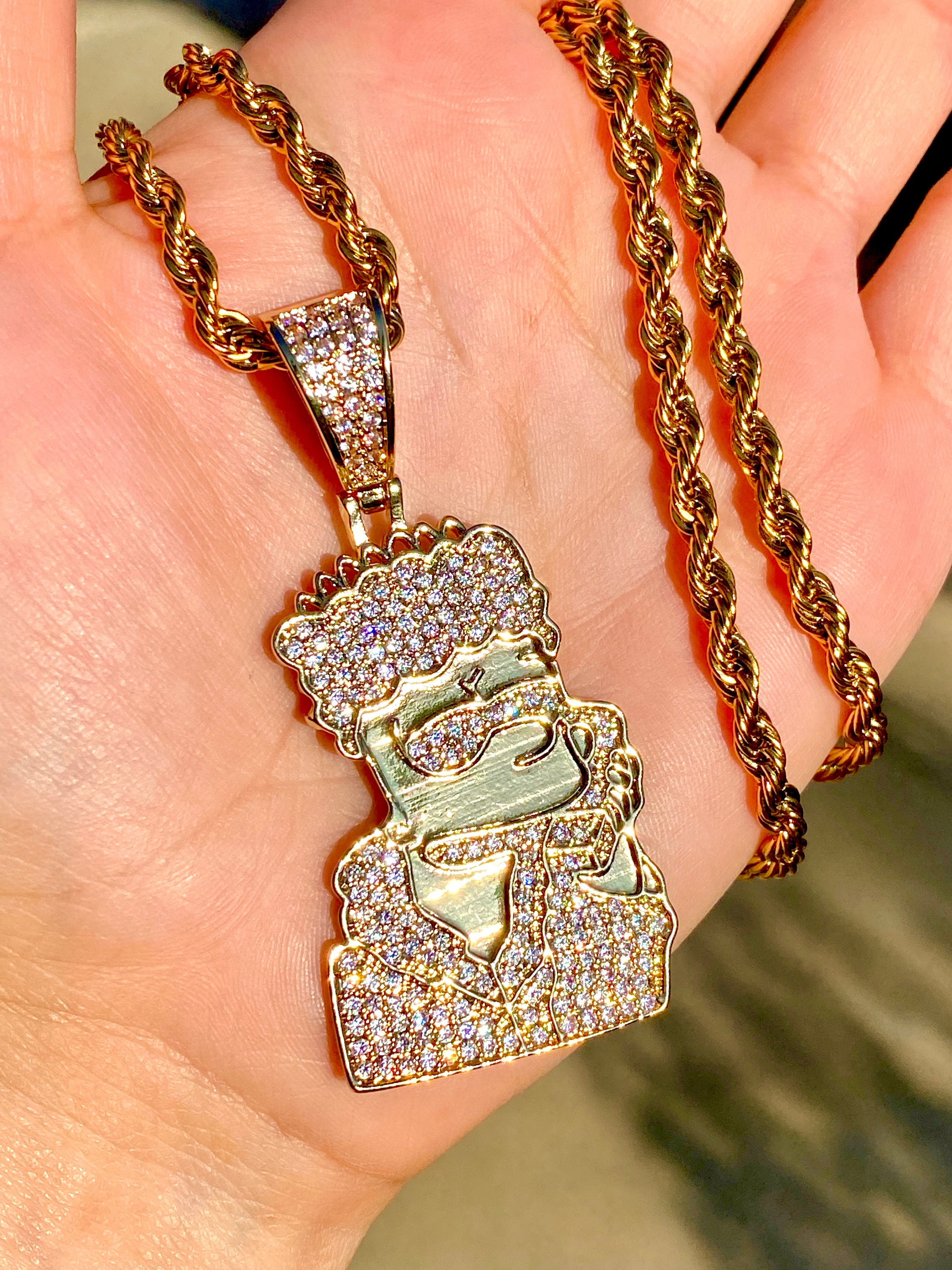 Iced out bart simpson chain deals
