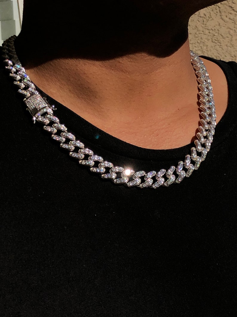 Men's Miami Cuban Link Chain 22 inches Necklace14K White Etsy