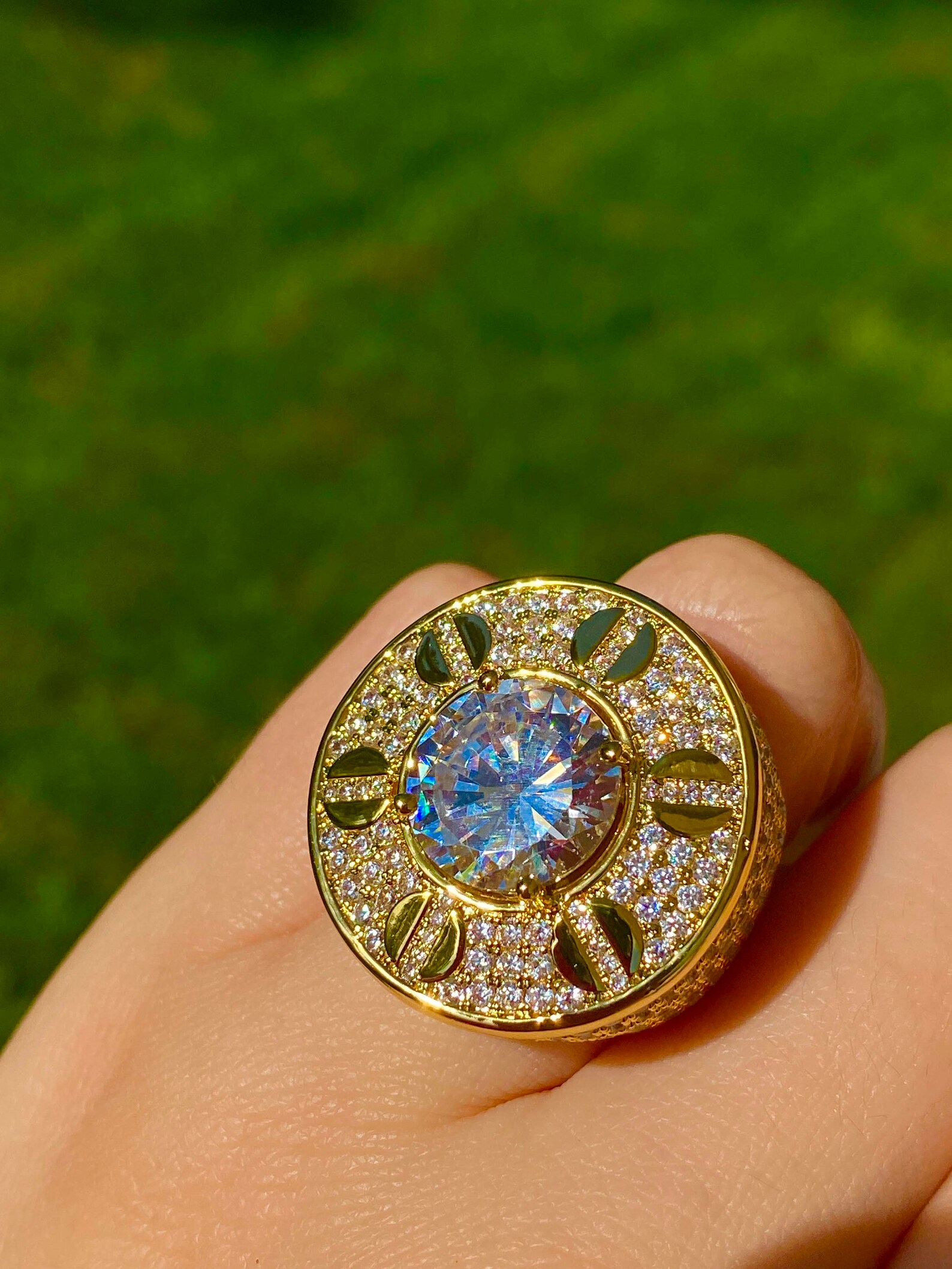 Men's Ice Out Ring 14k Gold 5X Layered Diamond Cz Ring Etsy Canada