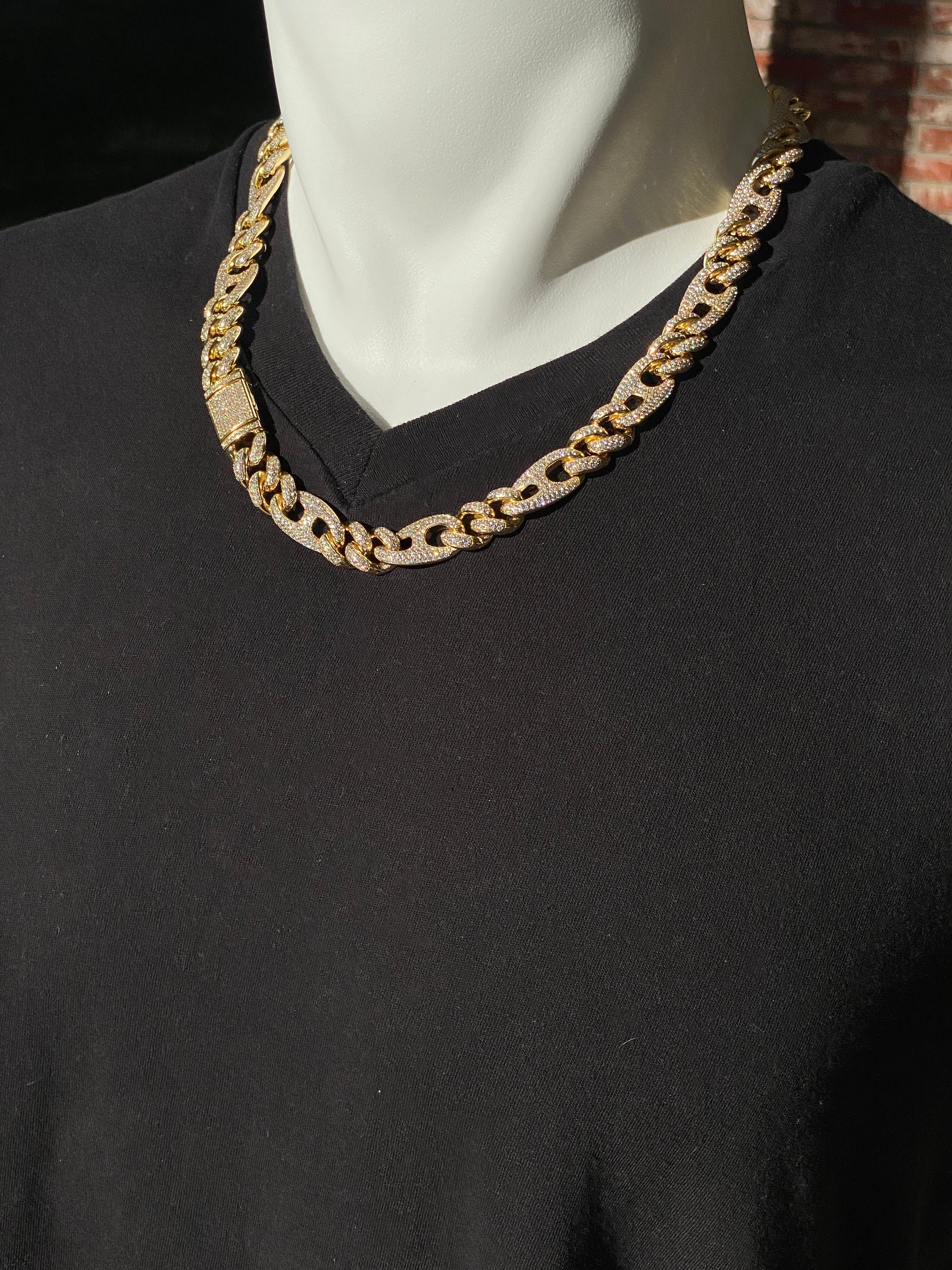 Men's miami cuban link necklace sterling silver 22 length Outlet