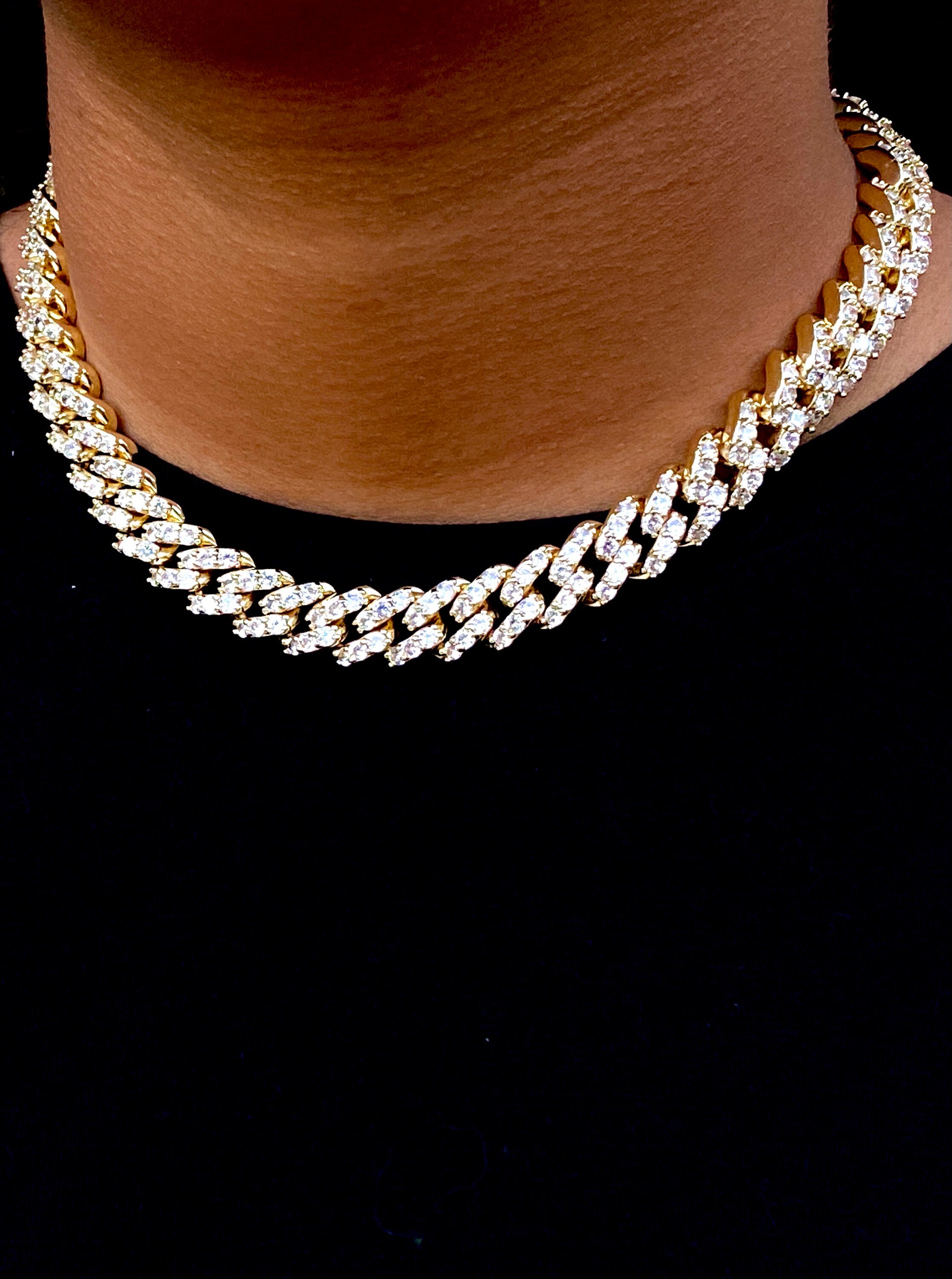 Girl’s 15” Inches Choker Miami Cuban Chain Link Necklace, 14K Gold 5X