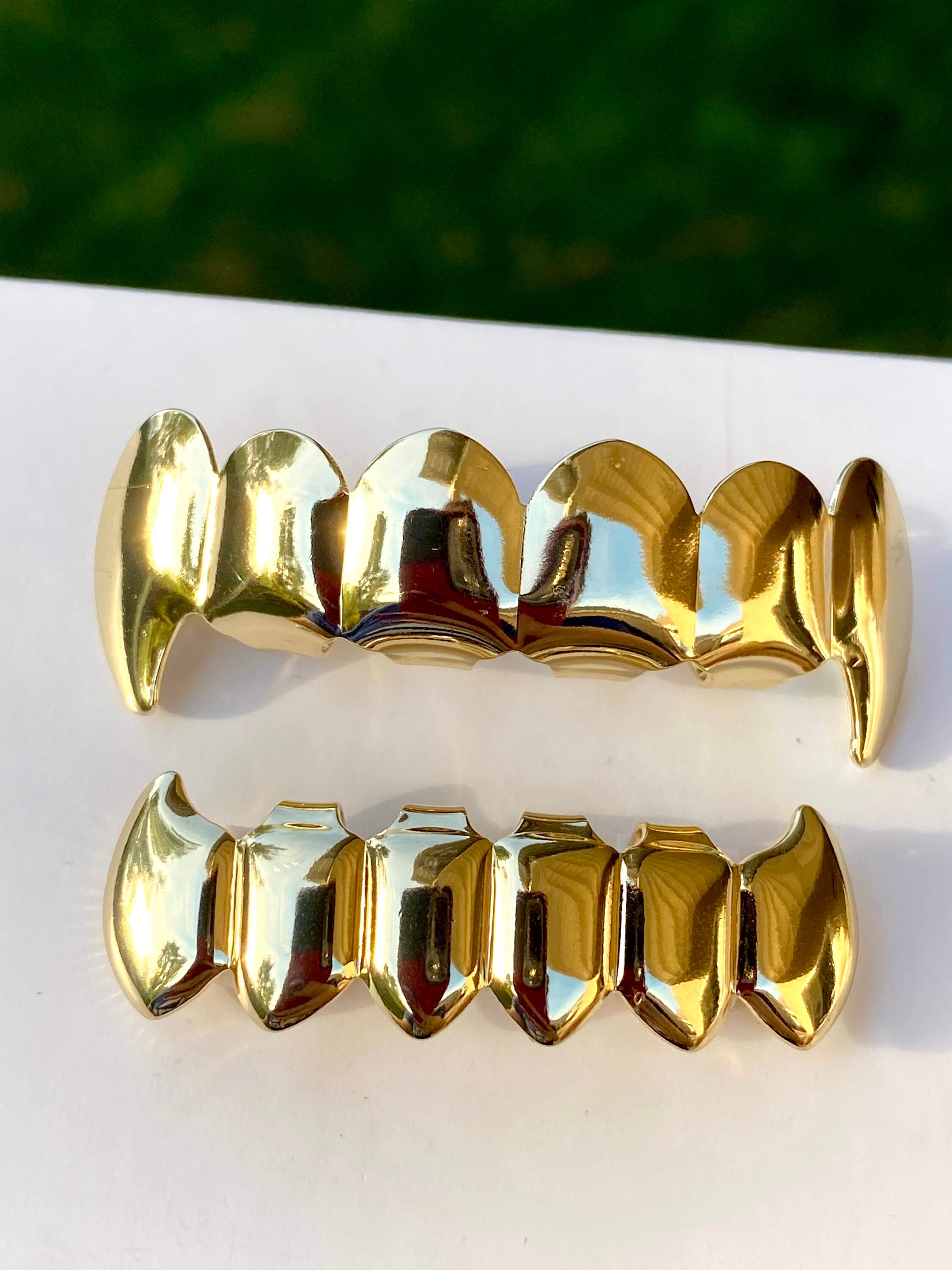 14K Gold 5X Layered 6 Teeth Fang Grillz Gold CZ Grillz Top Etsy