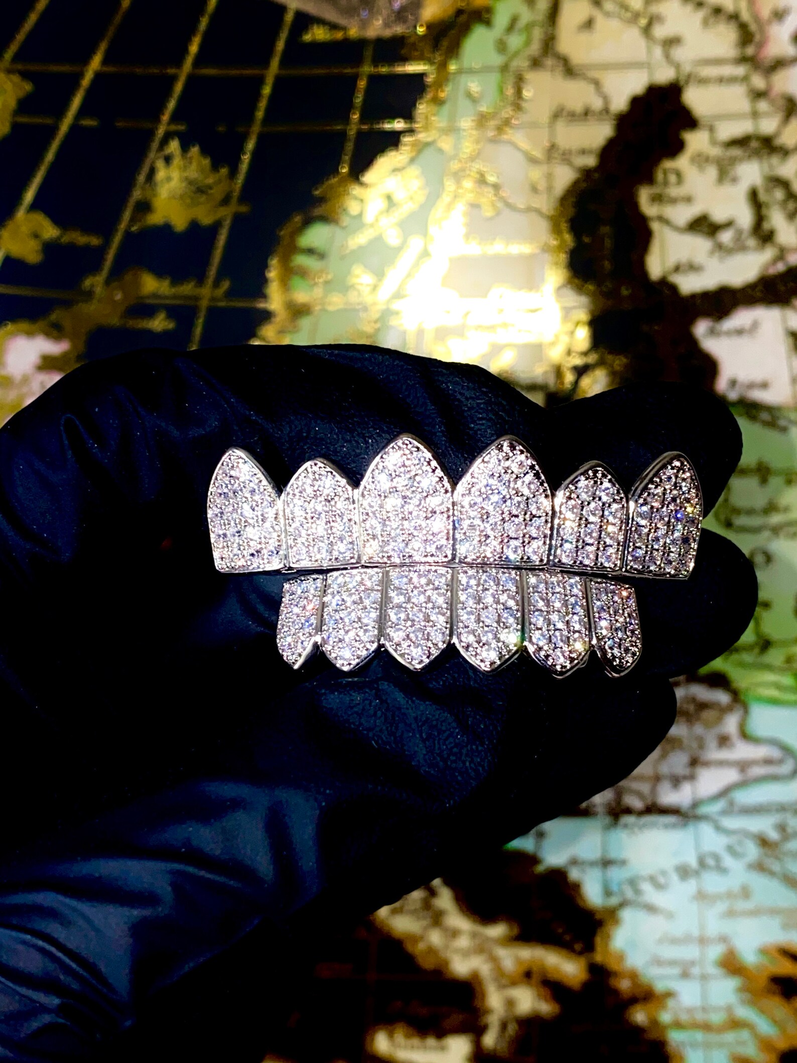 14k White Gold Layered 6 Piece Grillz Gold CZ Grillz Top and Etsy