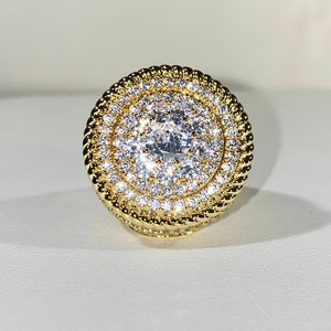 Men's Ice Out Ring,14k Gold 5X Layered Diamond Cz Ring, Designer Big ...
