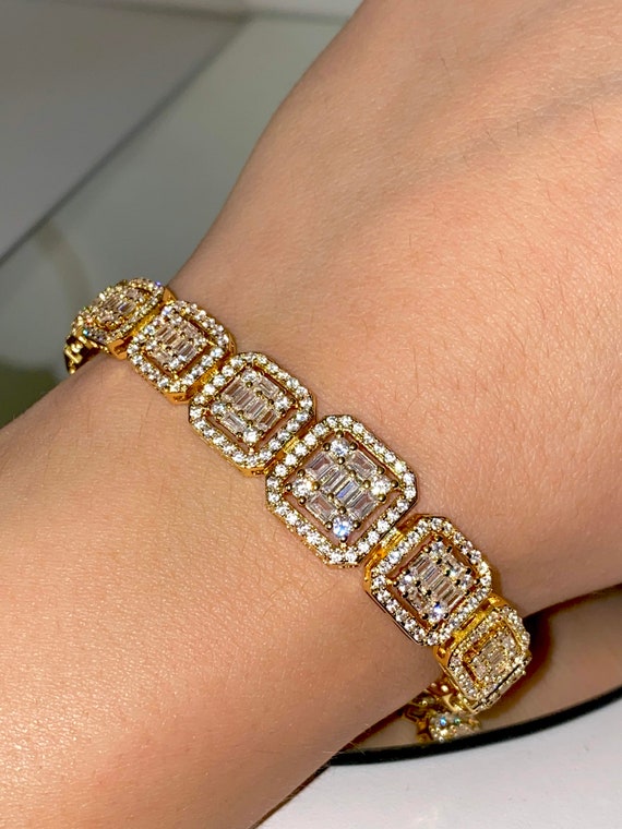 Baguette Bangle With Diamonds – Haimov Jewelers