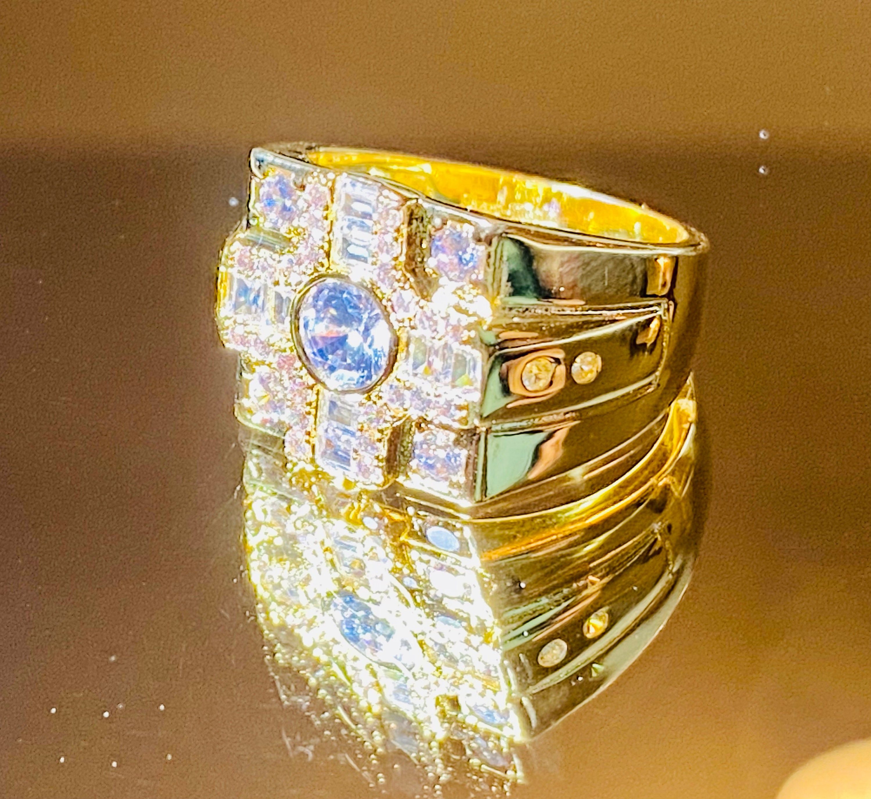 Men's Ice Out Ring14k Gold 5X Layered Diamond Cz Ring Etsy