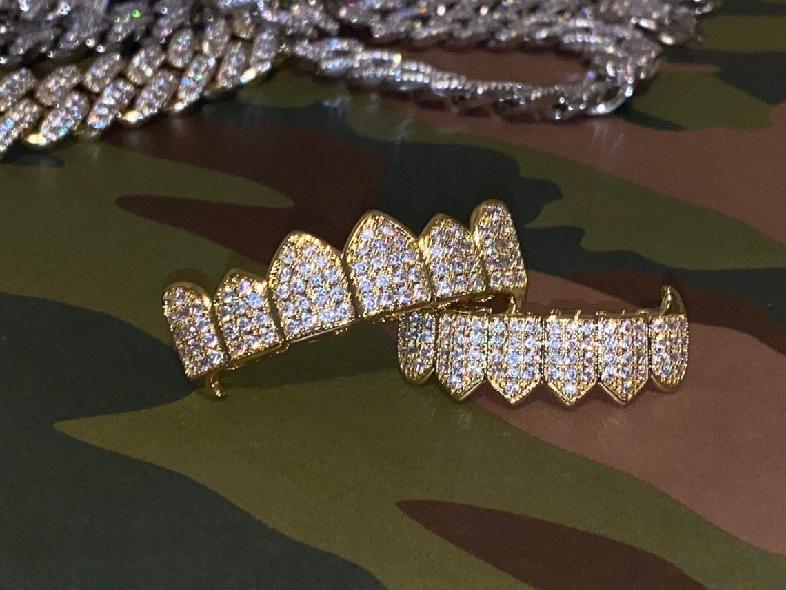 14K Gold 5X Layered 6 Piece Grillz Gold Fang Grillz Top and Etsy