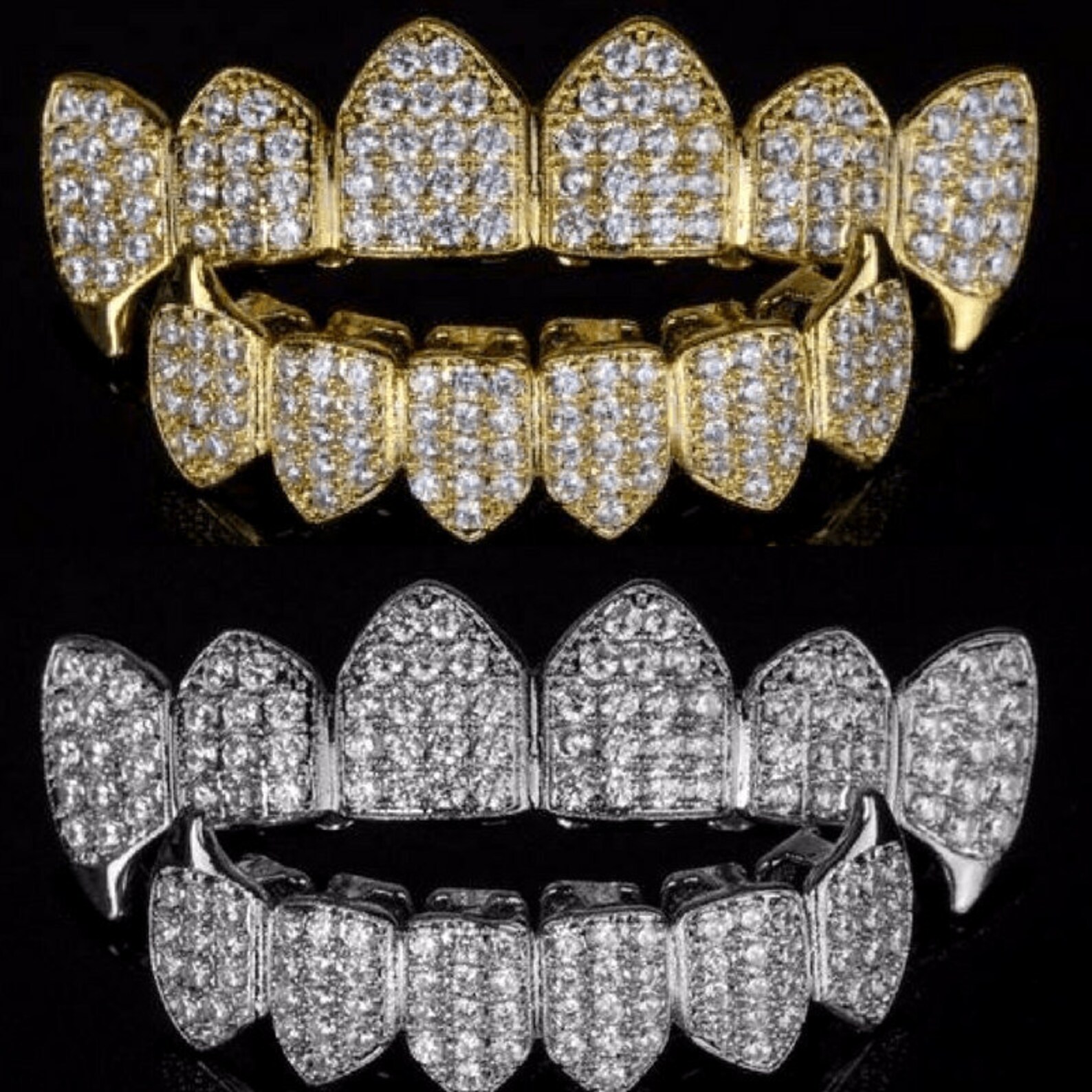 14K Gold 5X Layered 6 Piece Grillz Gold CZ Grillz Top and Etsy