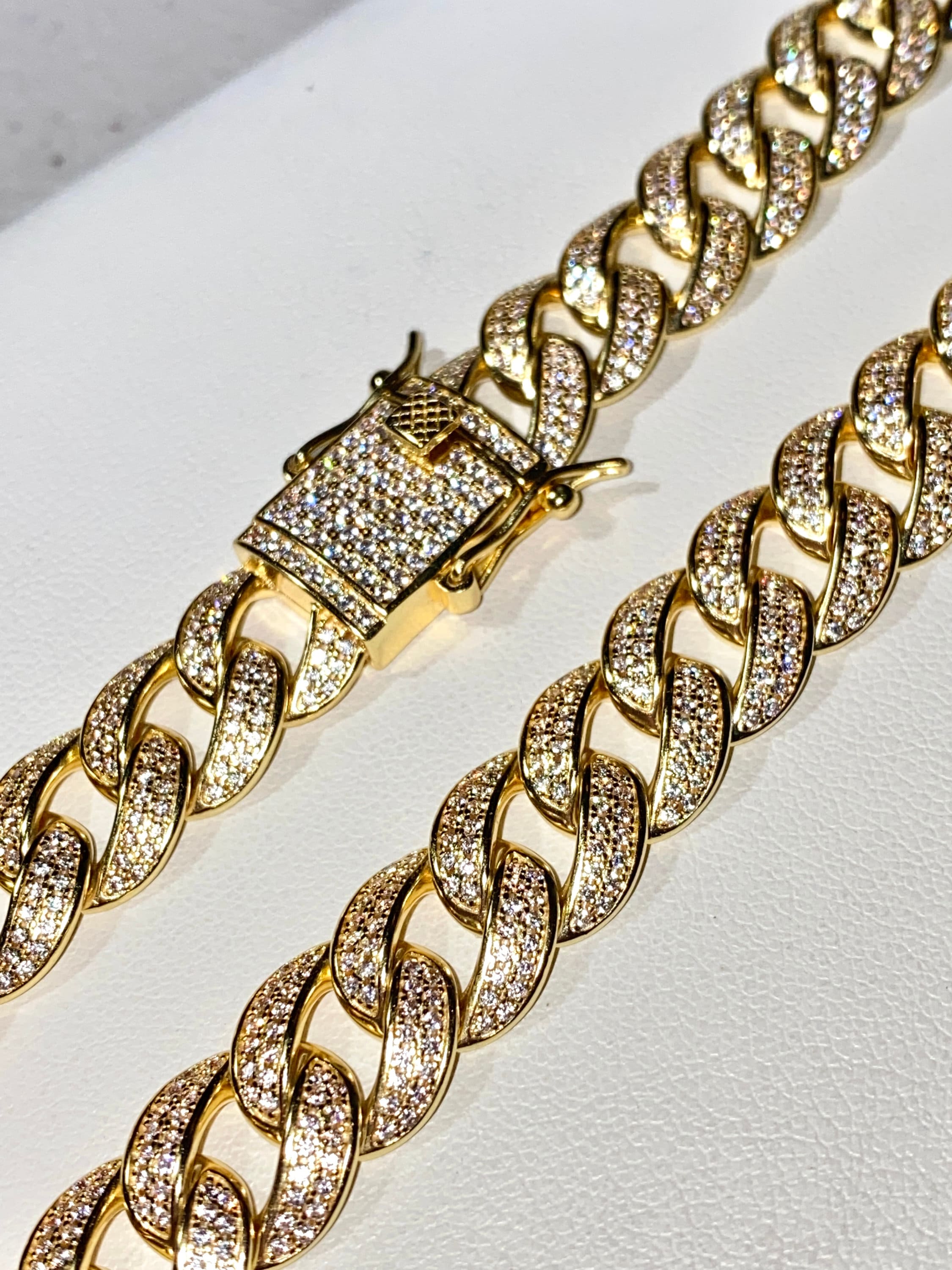 12mm CZ VVS Miami Cuban Link Chain Iced Choker Necklace 14k Gold Finish Out  ICY