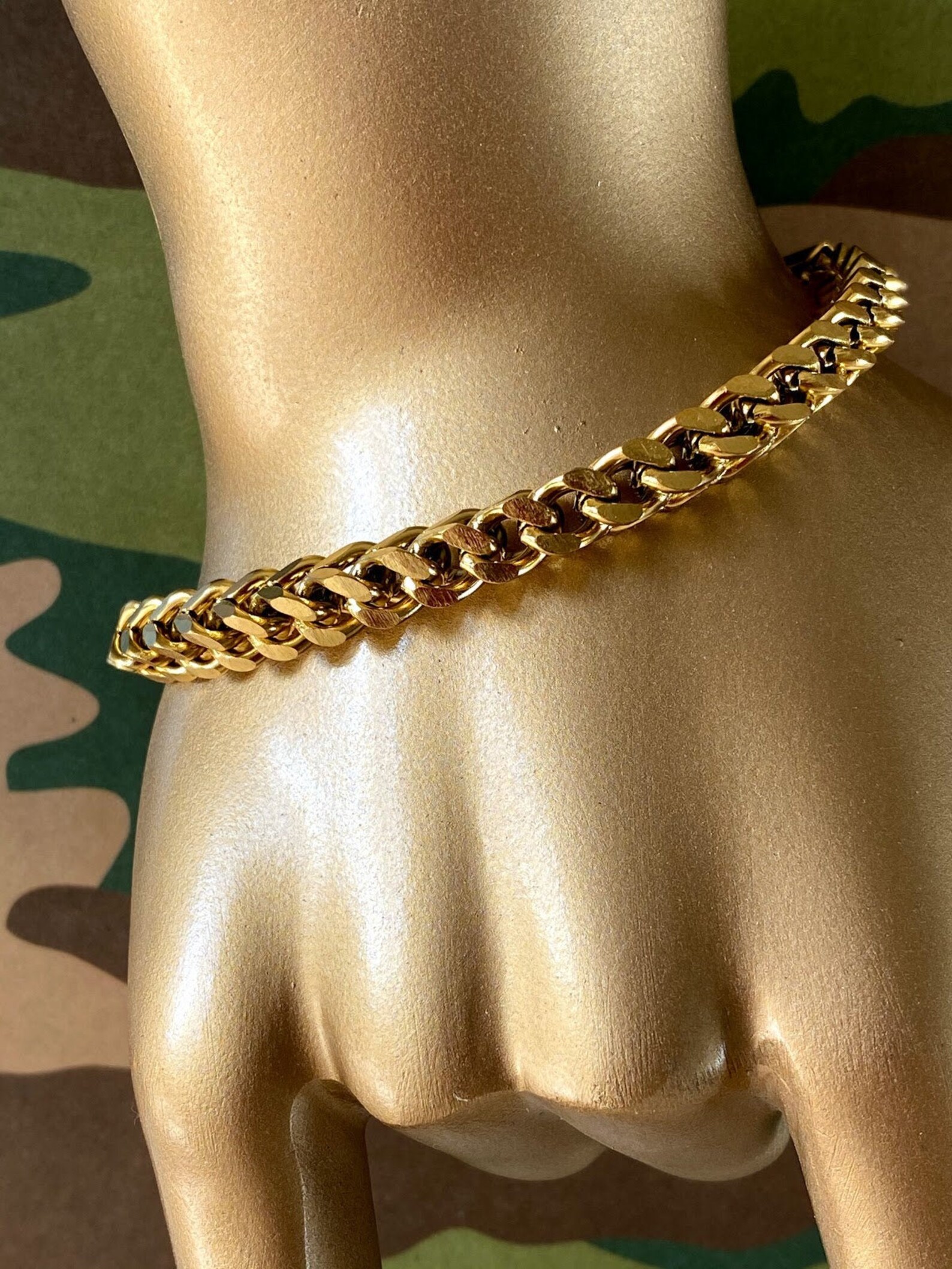 Men's Franco Link Bracelet 14k Gold 5X Layered Stainless Etsy