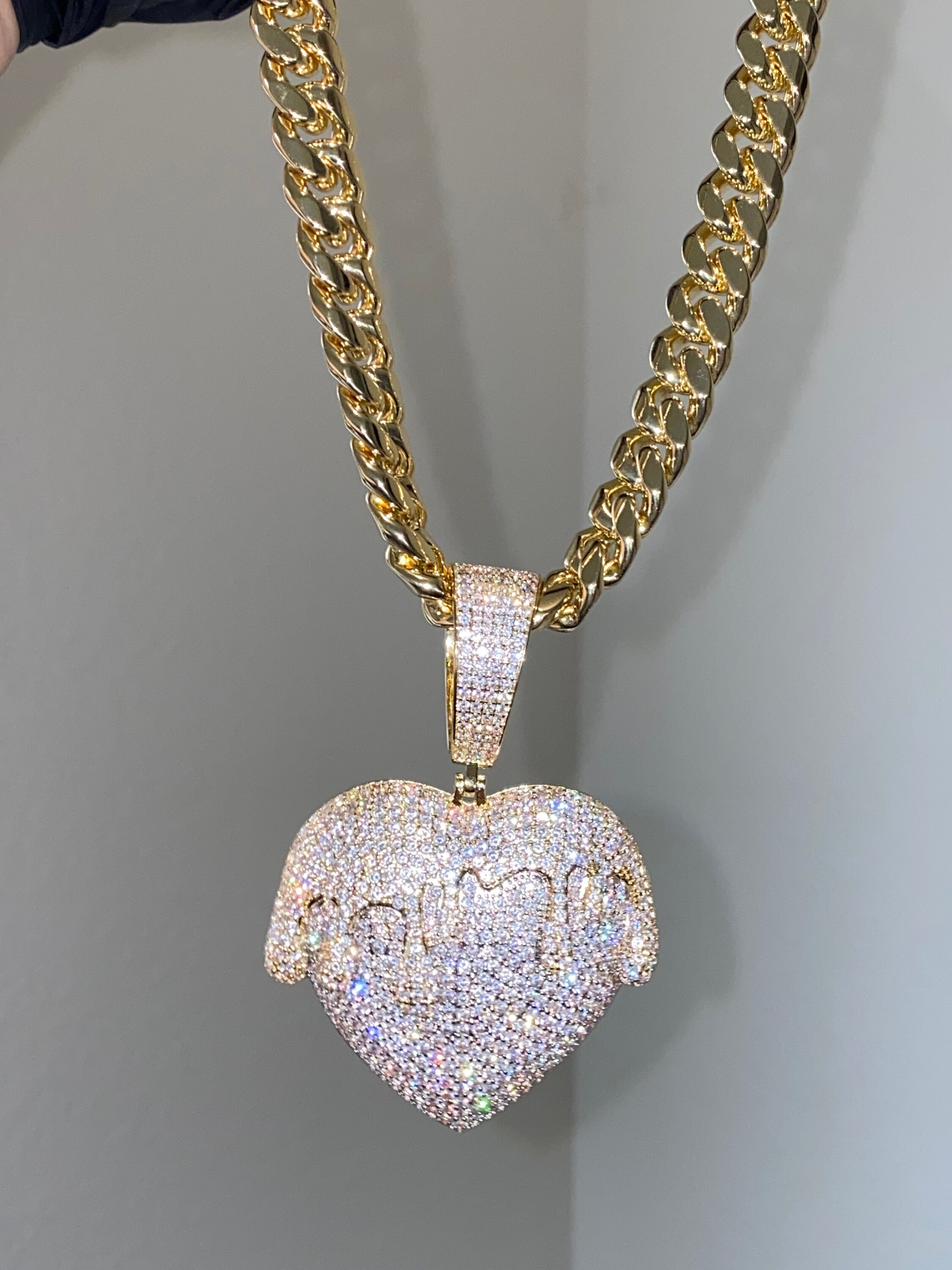 Men's Miami Cuban Link Chain Necklace,14K Gold 5X Layered Cuban Chain