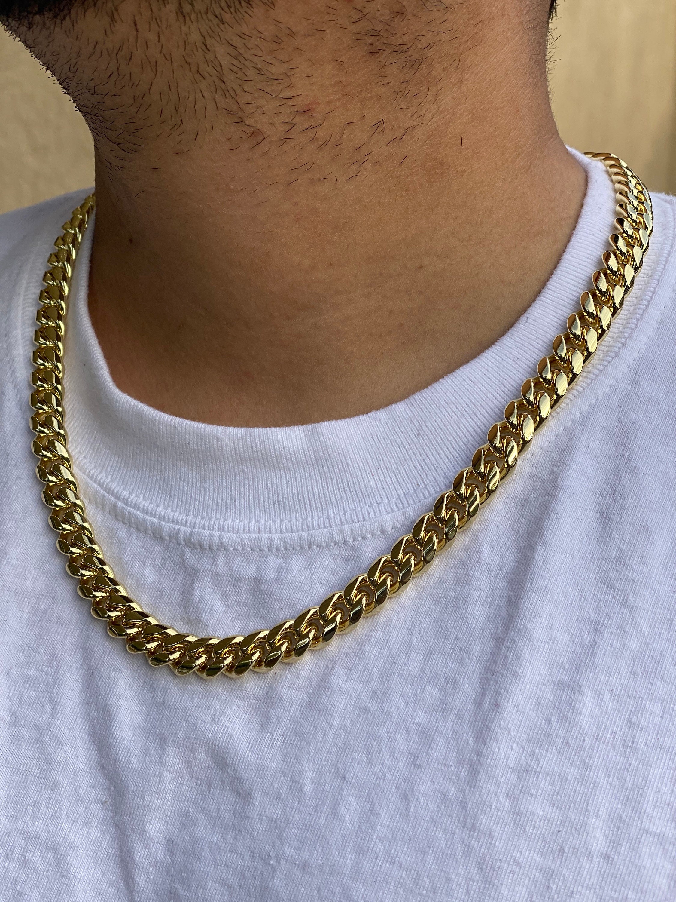 Miami Cuban Link Chain for Men Women 14k Gold 5X Layered Steel | Etsy