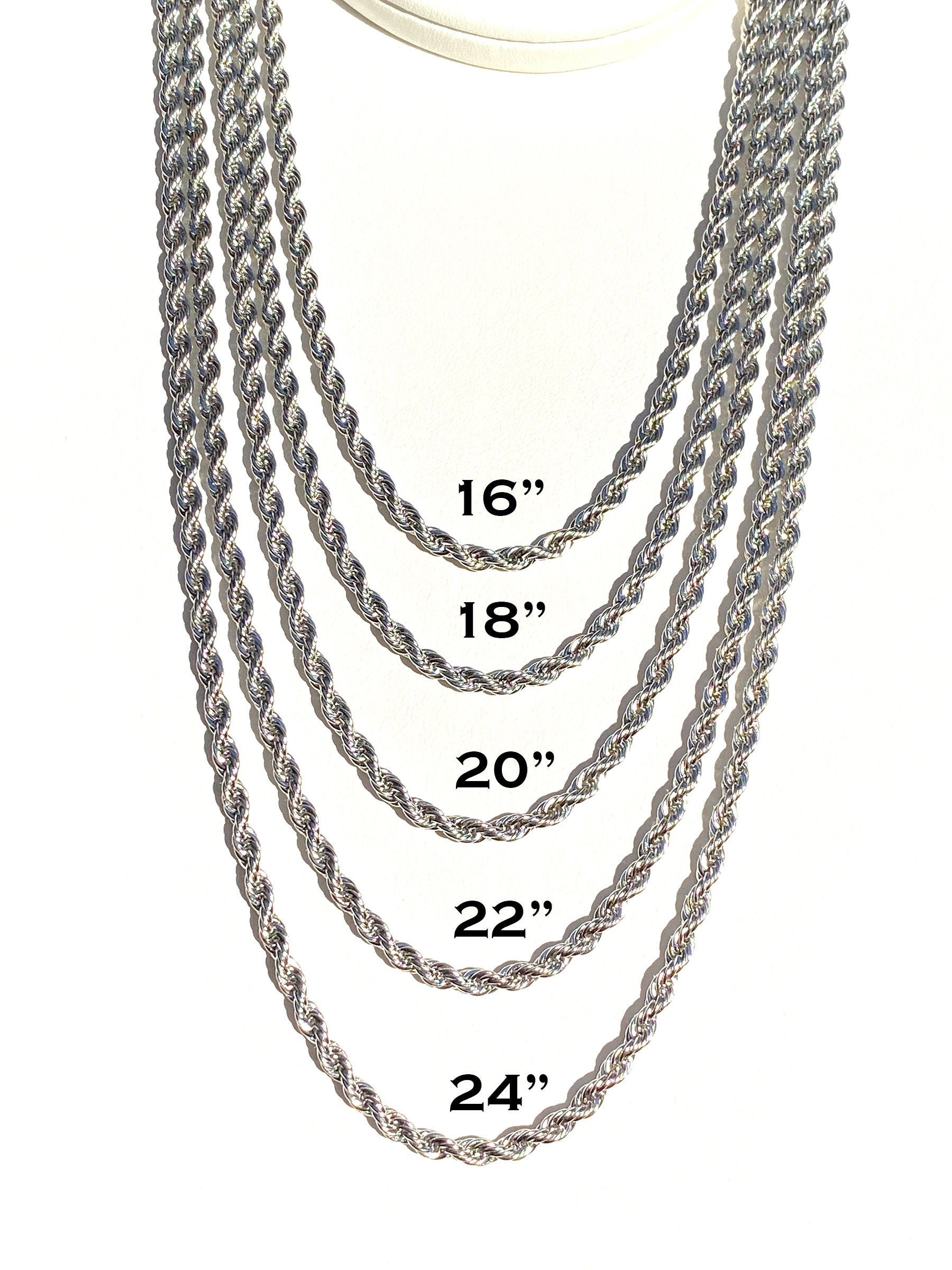 Rope Chain 14k White Gold 5X Layered 