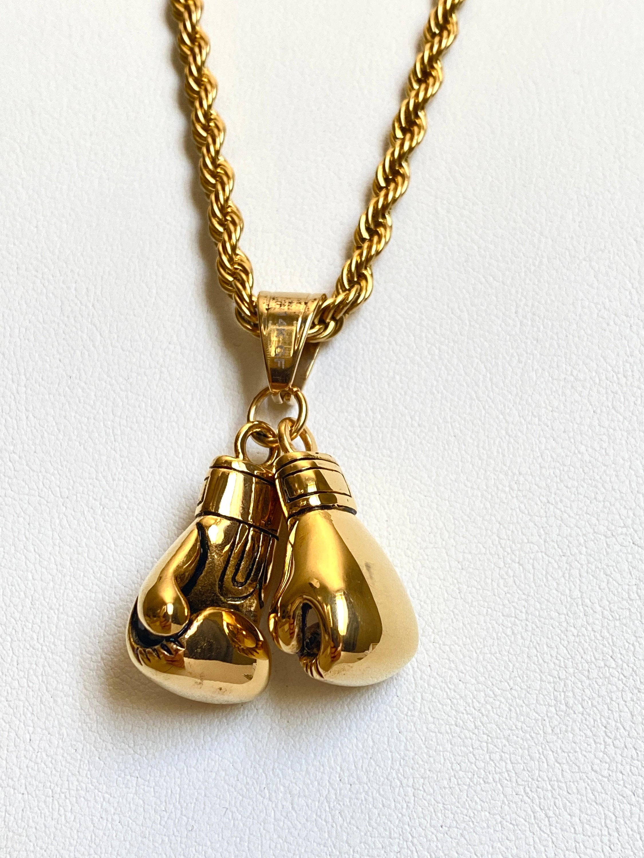 Boxer Necklace Men's 14k Gold 5X Layered Stainless Steel Etsy