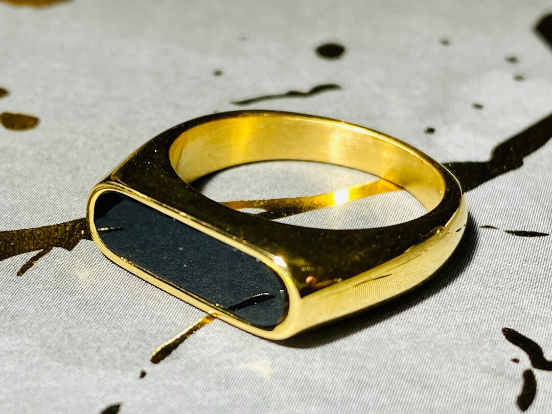 Men's Womens Designer Nail Band Ring, 14k Gold 5X Layered Stainless