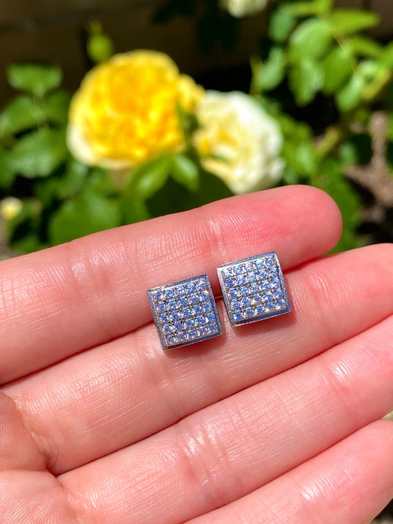 Square earrings silver deals