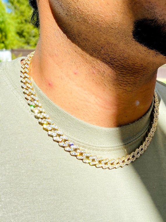 Miami Cuban CHOKER Chain 14k Gold Over Stainless Steel Mens Boys Necklace  18