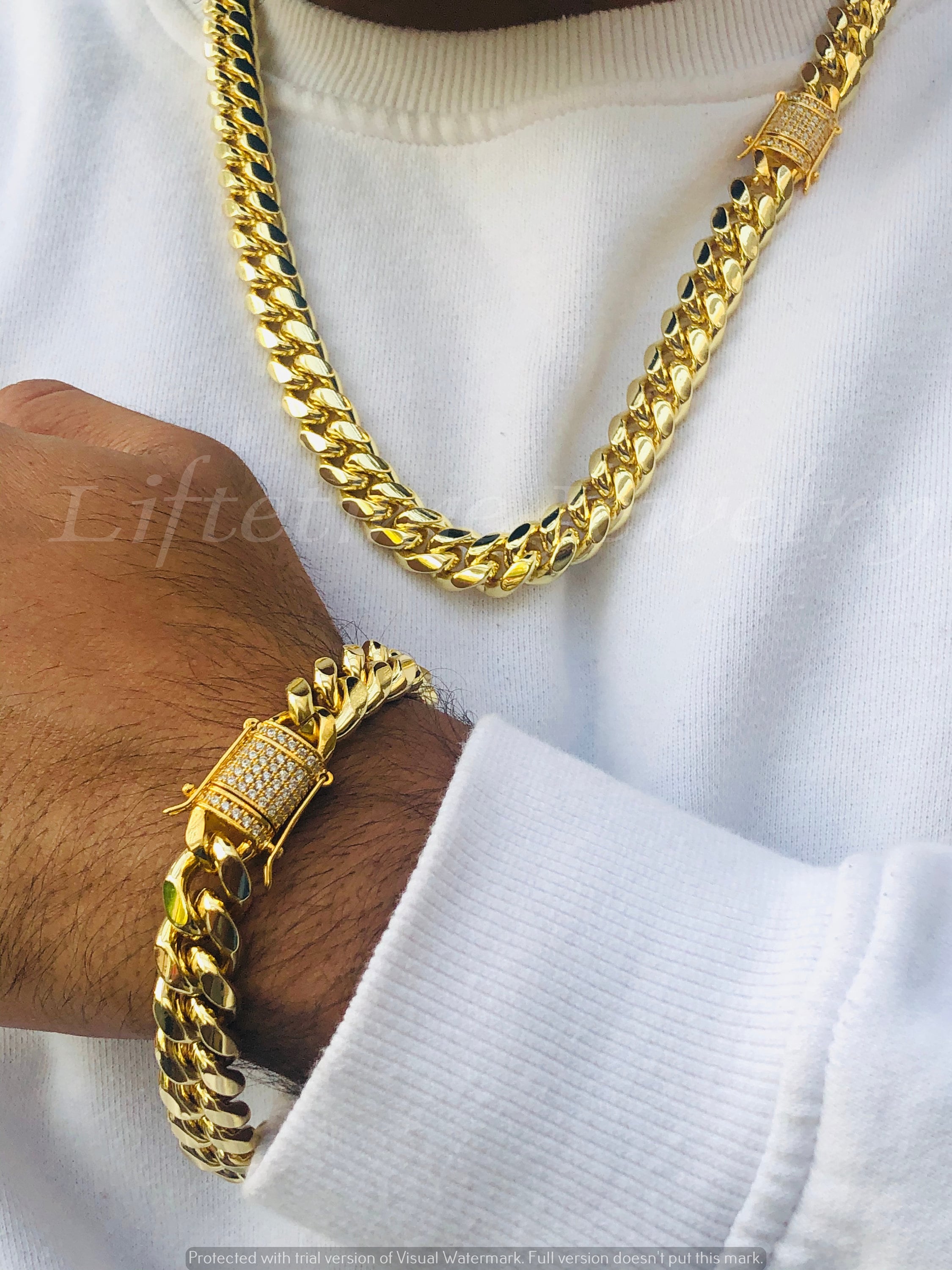 24 14K Diamond Cut Cuban Chain Necklace 9MM Miami Link With Warranty of a LifeTime USA Made!