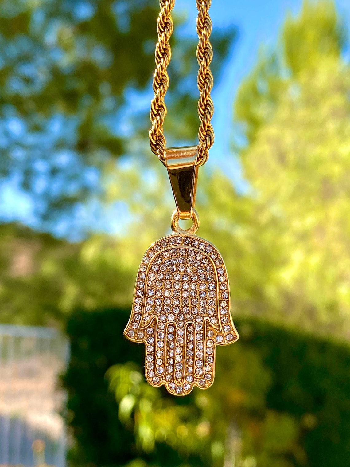 Hamsa Evil Eye Men's Women's 14k Gold 5X Layered | Etsy