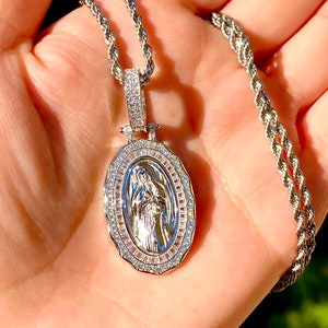 CUSTOM VIRUS Men/'s Women Italy 925 Sterling Silver Iced Pendant Stainless Steel Rope Chain 16-24 Inches Chain and pendant Set
