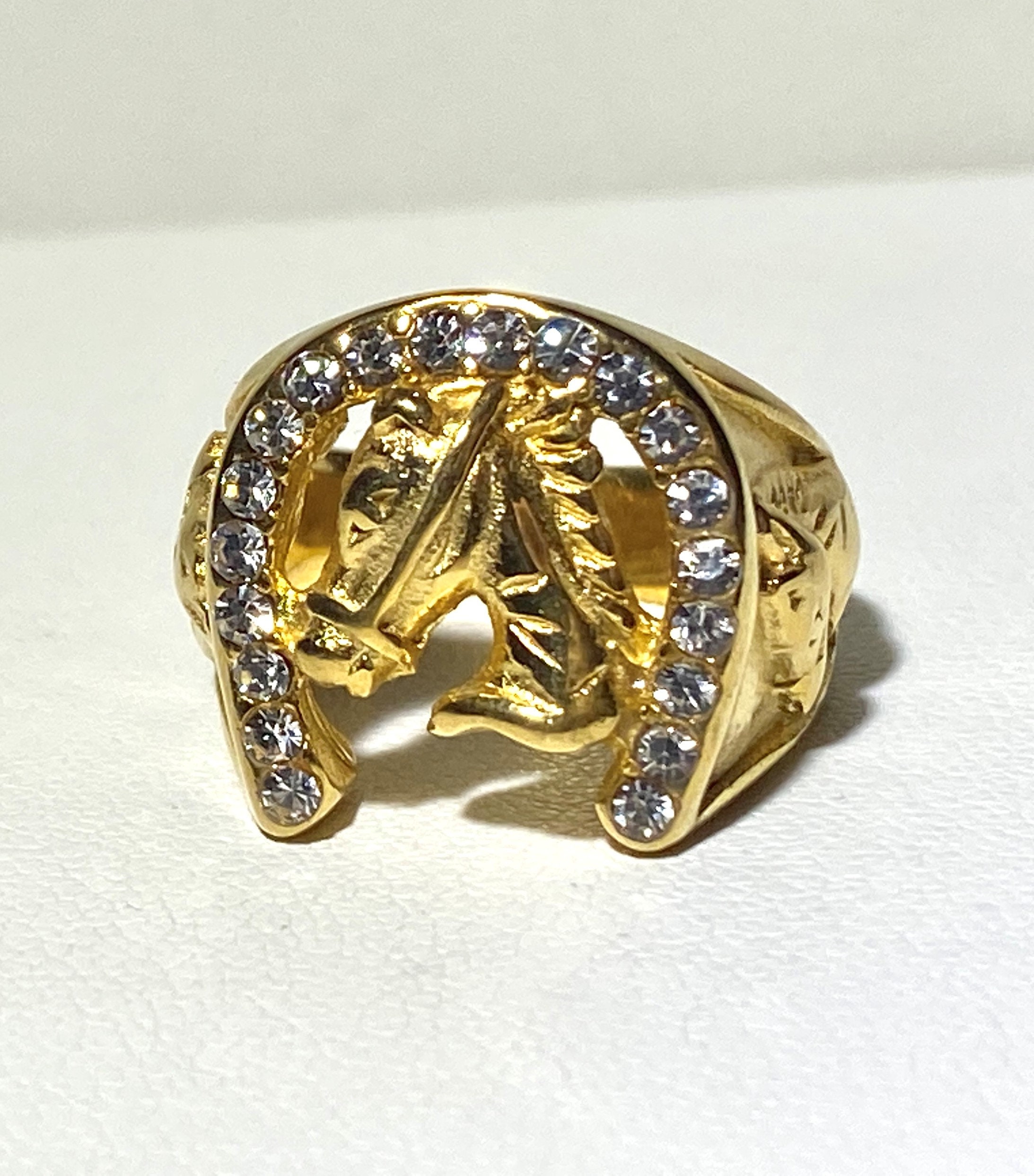 Mens white sale gold horseshoe ring