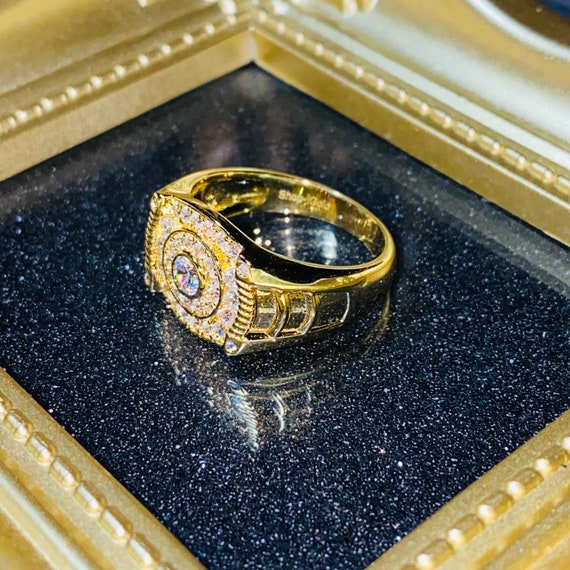 1 Gram Gold Forming Yellow Stone With Diamond Gorgeous Design Ring For Men  - Style A775, पुरुषों की डायमंड रिंग - Soni Fashion, Rajkot | ID:  26345849233